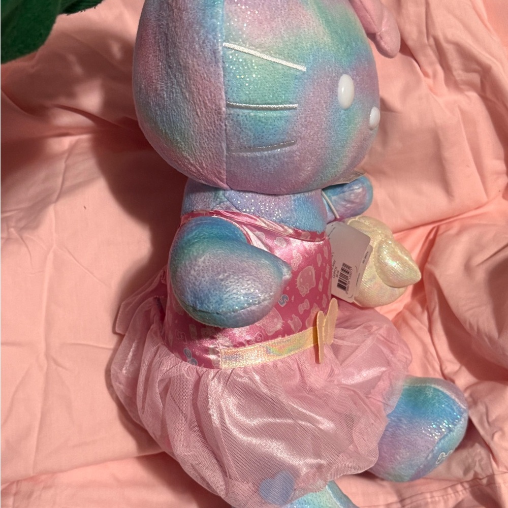 Colorful Plush Cat Toy with Pink Dress - Picture 6 of 7